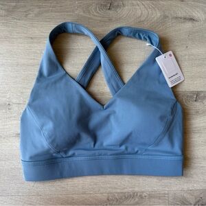 Blue Cross-Back Sports Bra
